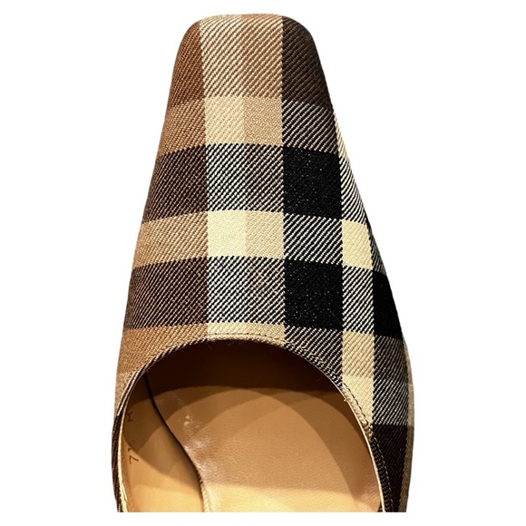 Tan brown black plaid mule 1 3/4” heel high vamp snipped toe 7.5 Anne Klein 2 - Picture 4 of 7